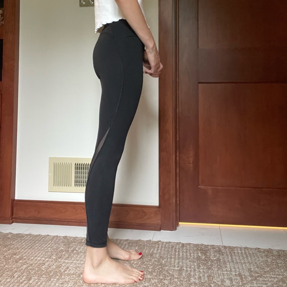 Black Lululemon Leggings with sheer details